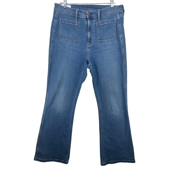 Gap Womens Jeans Sz 32 / 14 Blue Denim 70s Flair High Rise Retro Hippie Boho - Picture 1 of 11